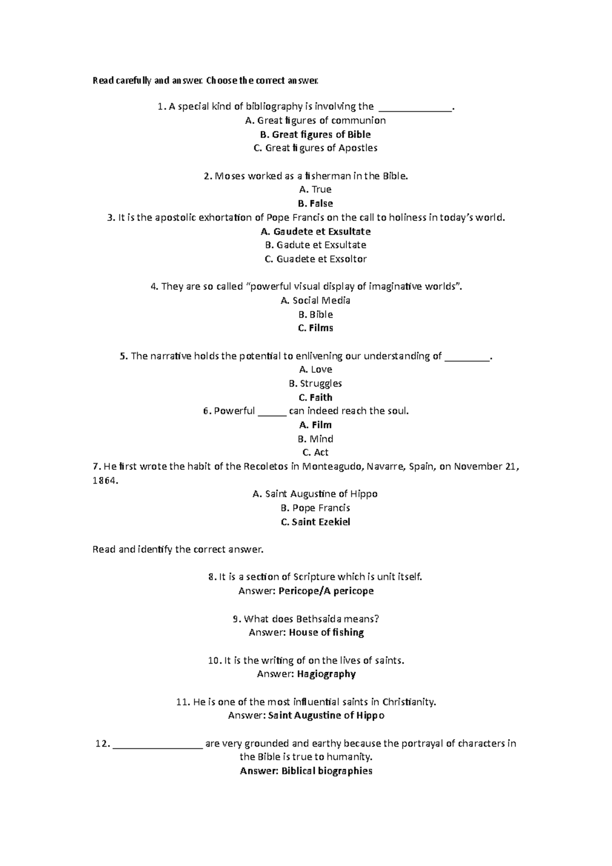 Seatwork on Theology Part 1 for Reviewer Guide - Read carefully and ...