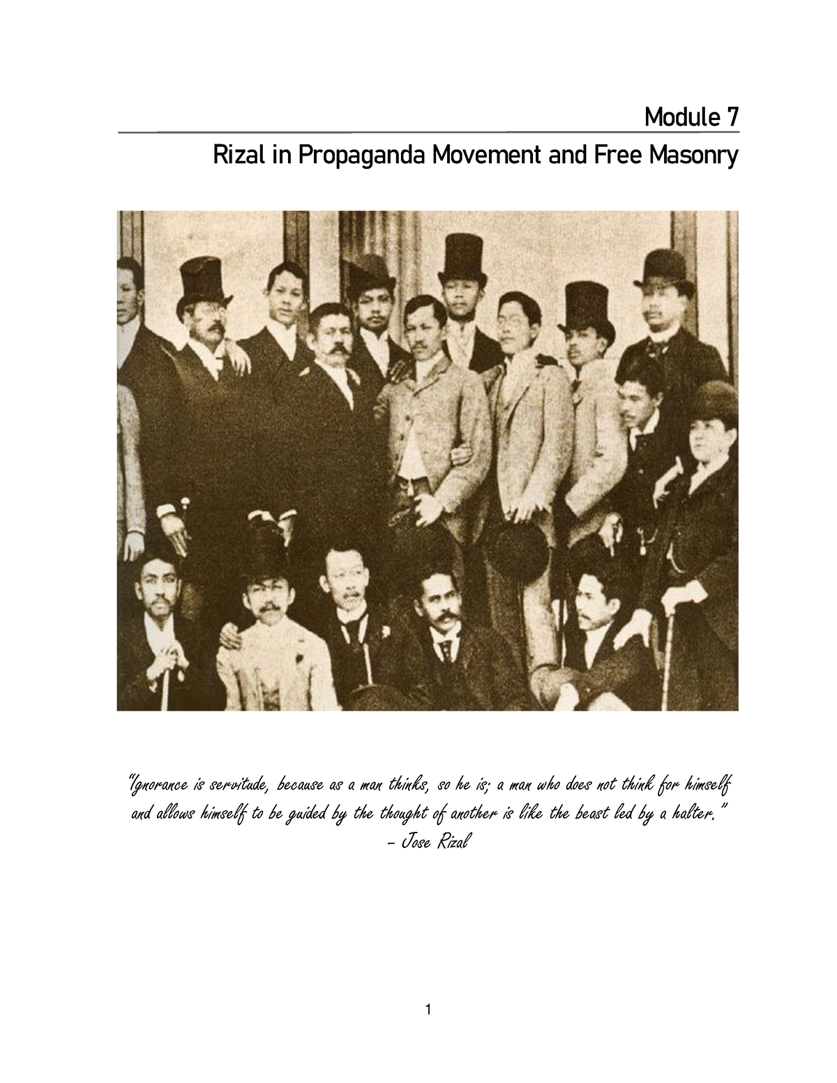 Propaganda Movement - ” – Jose Rizal At The End Of The Lesson, The ...