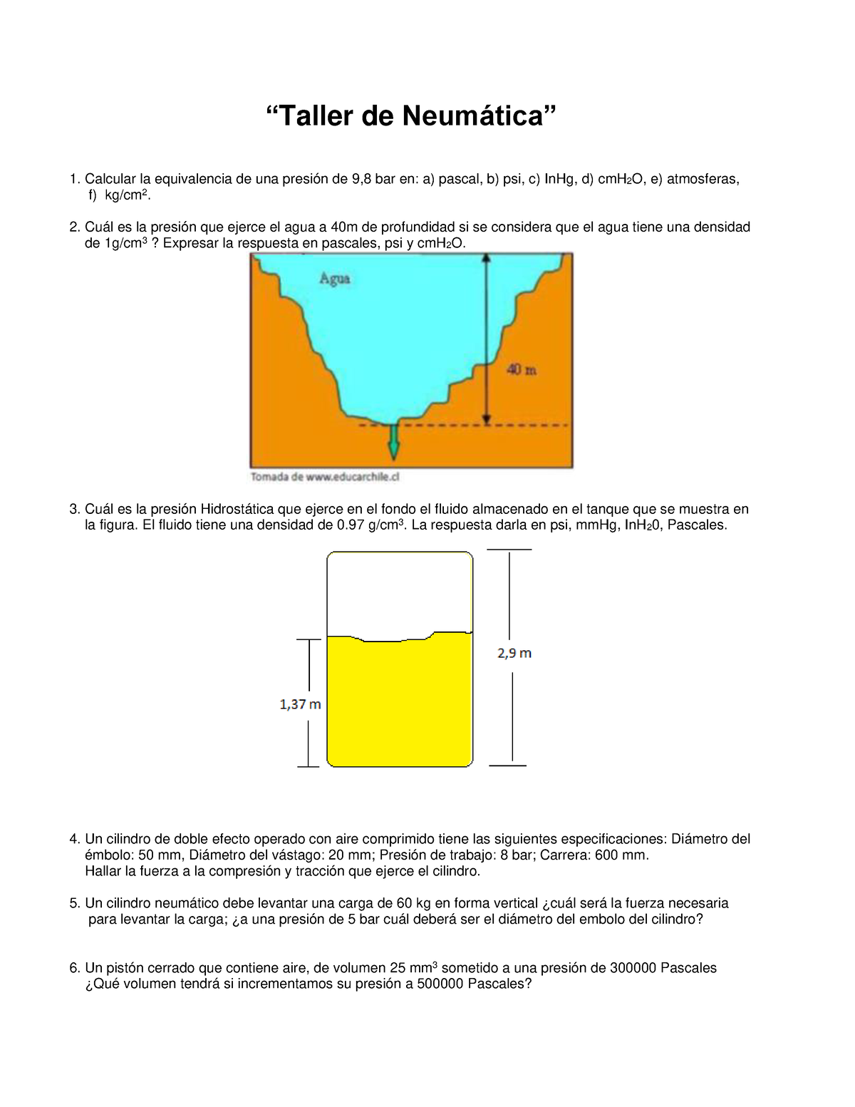 Taller Neumática Principios 2021 - <Taller de Neumática= Calcular la  equivalencia de una presión - Studocu