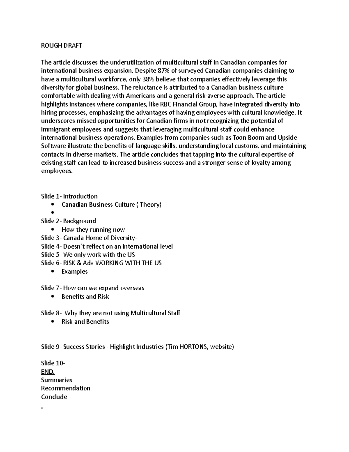 Rough Draft - xsccdcdcdc - ROUGH DRAFT The article discusses the ...