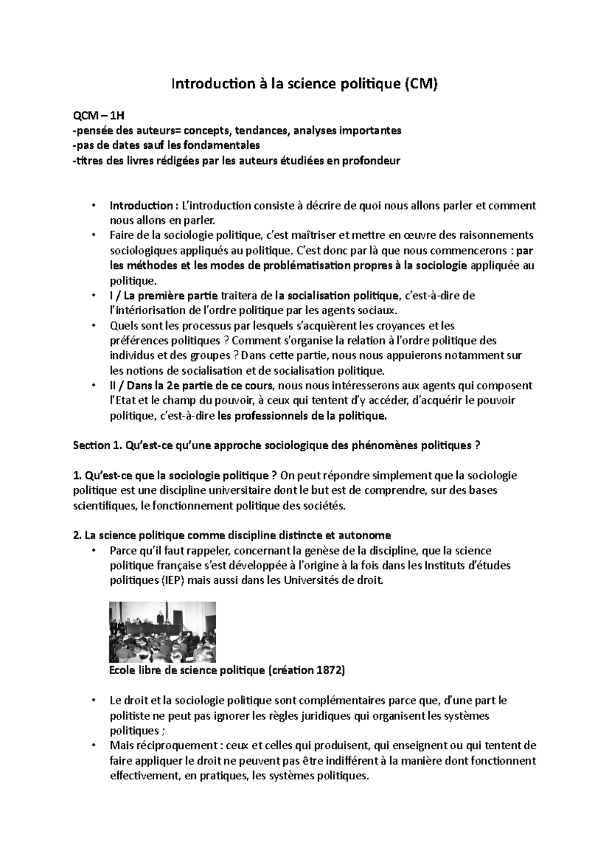 Sience politique - Notes de cours entier - Introduction à la science ...