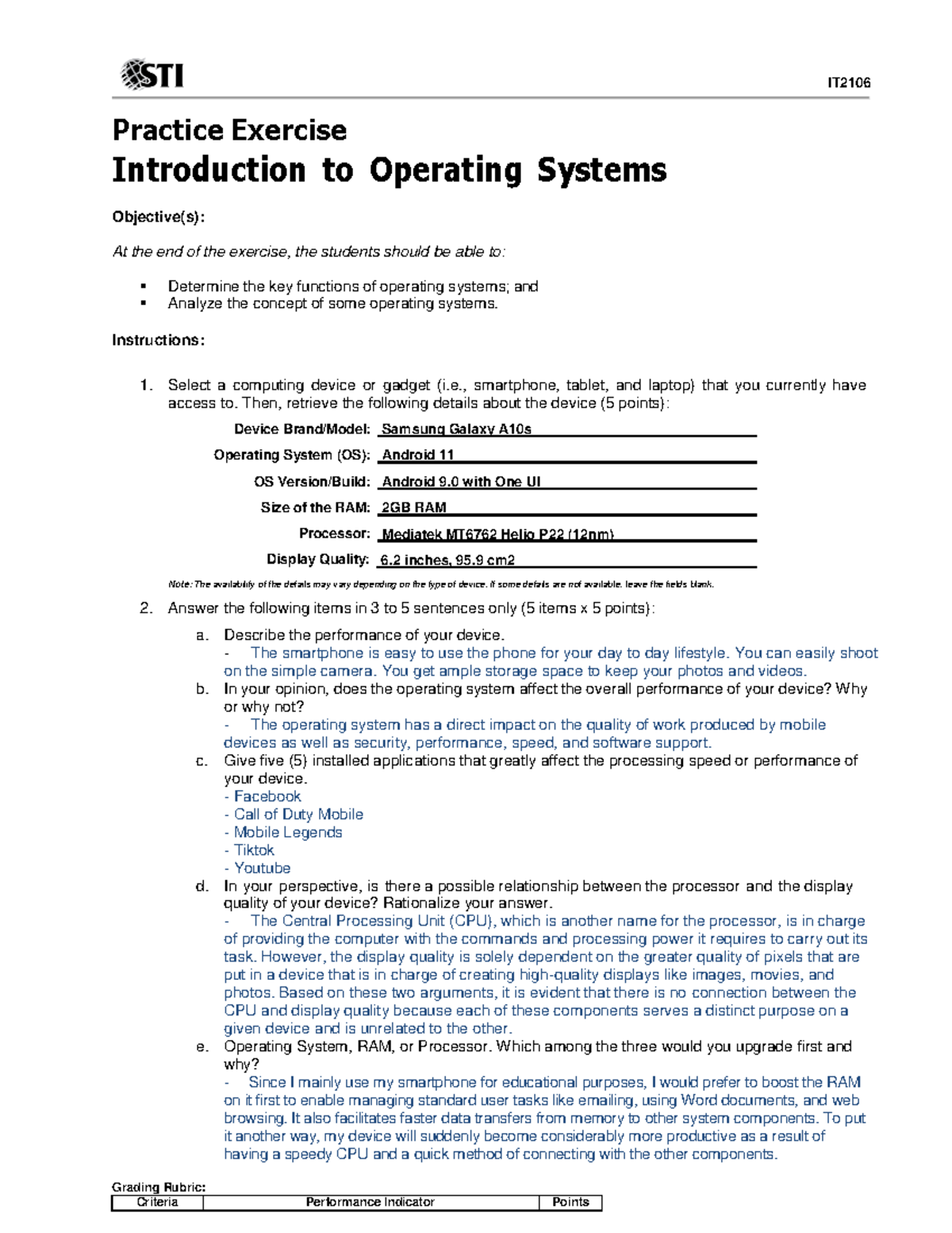 01 Practice Exercise 1 - Operating System - IT Practice Exercise ...