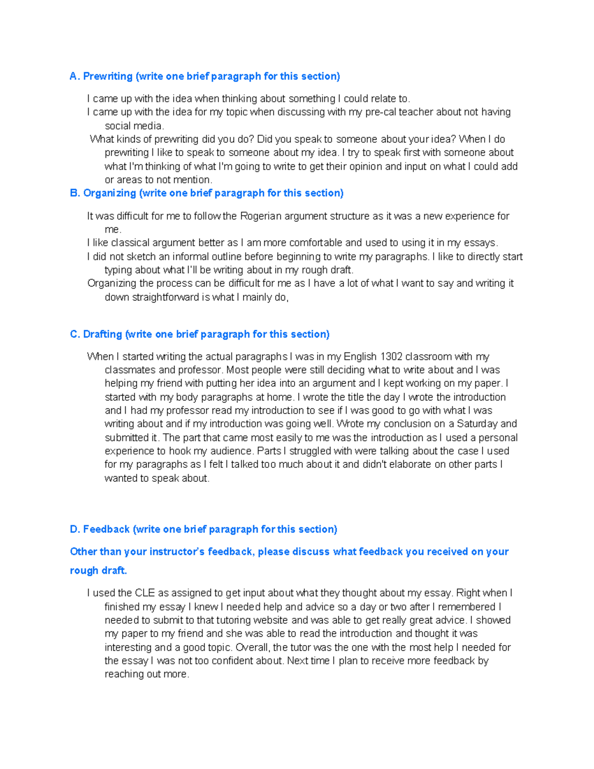 Untitled document - The process and organization of the essay needed ...