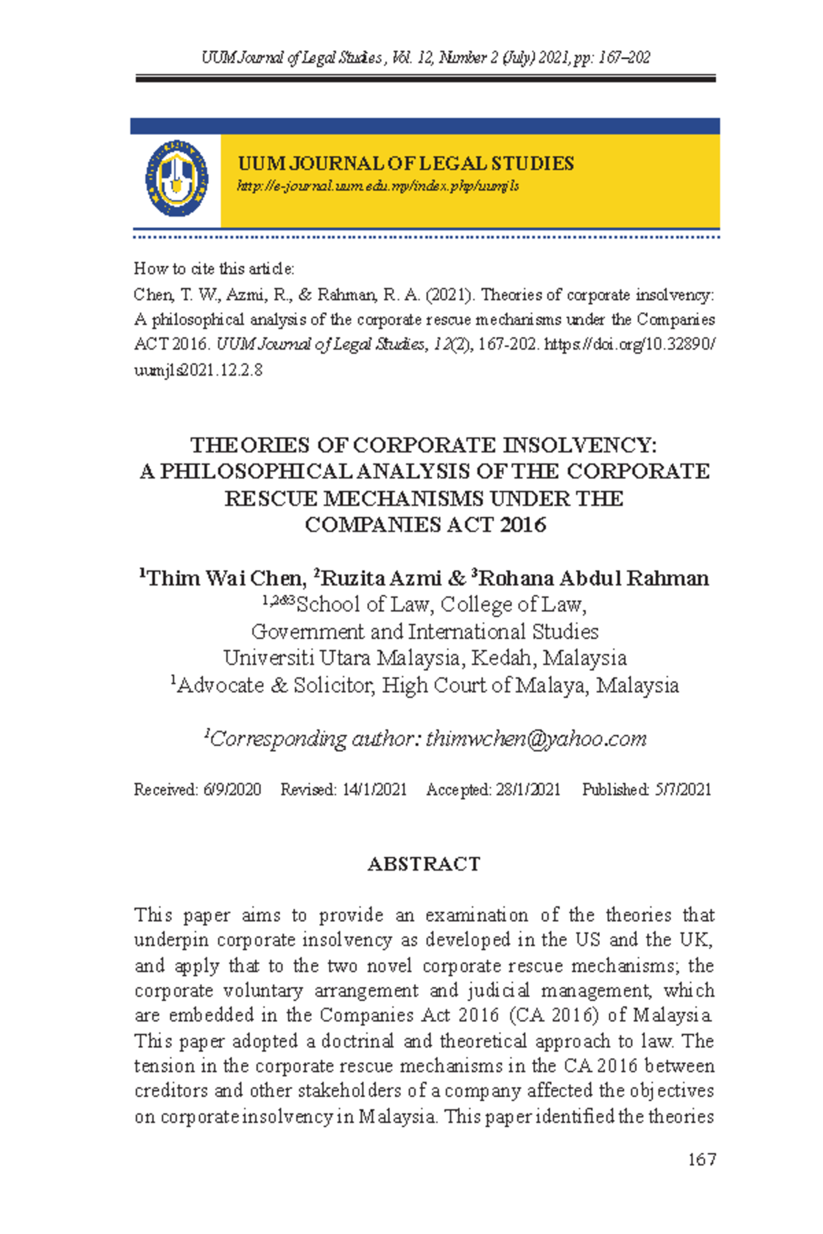 Theories OF Corporate Insolvency A Philosophical Analysis OF THE ...