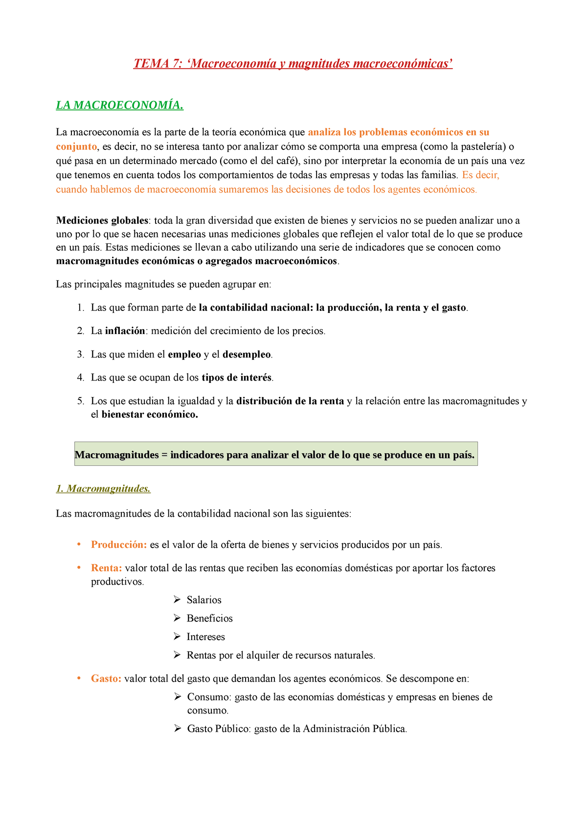 Tema 7 Macroeconomías - LA MACROECONOMÍA. La Macroeconomía Es La Parte ...