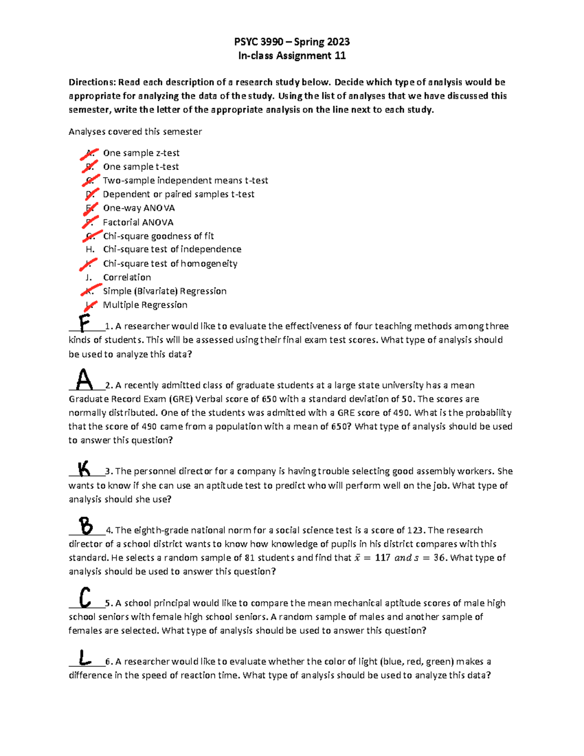IC Assignment 11 - PSYC 3990 - Spring 2023 In-class Assignment 11 ...