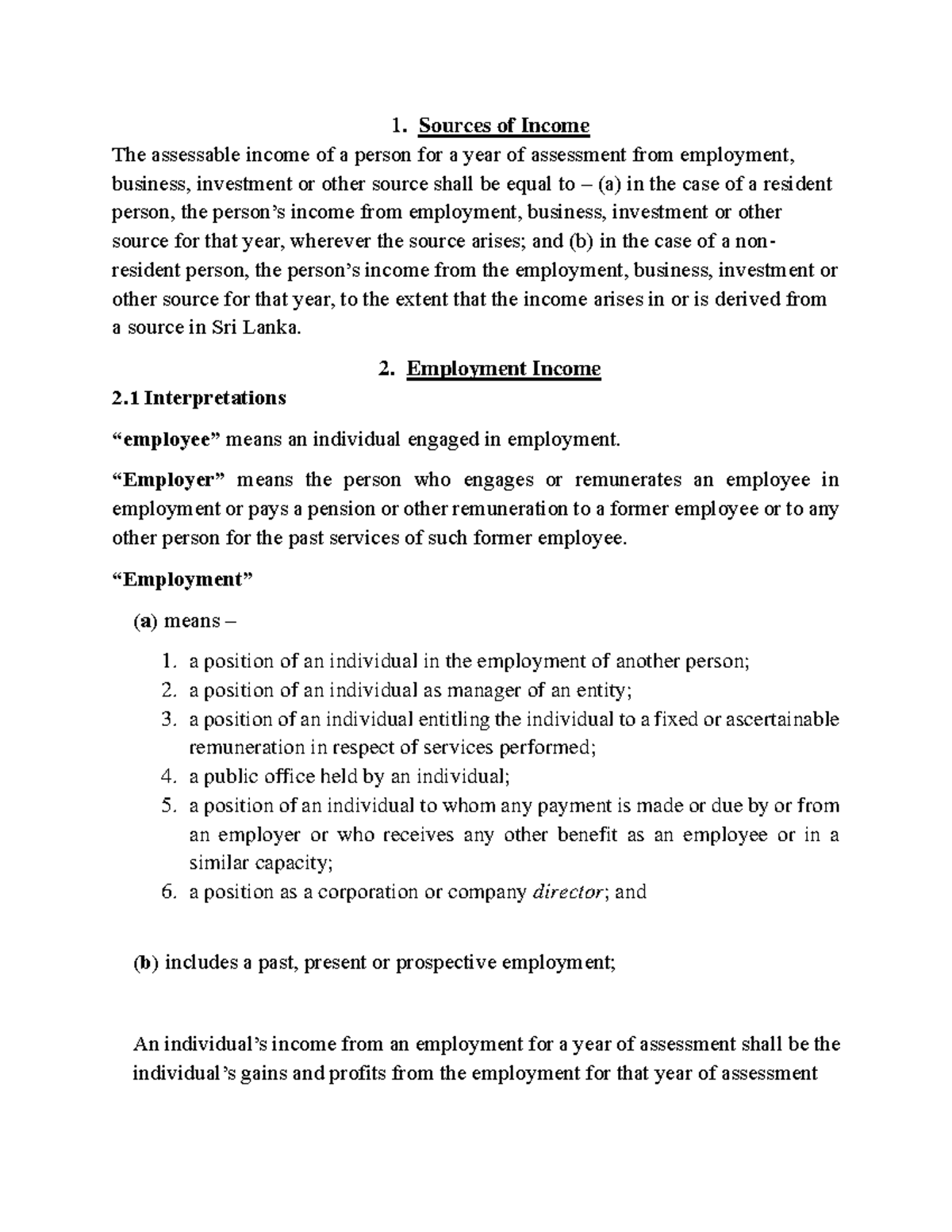 Employment Income - aaa - Sources of Income The assessable income of a ...
