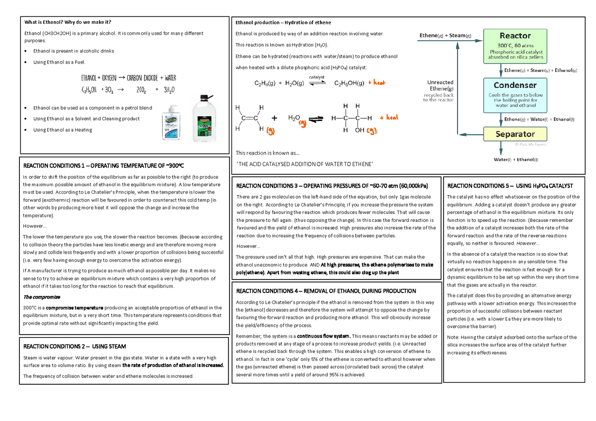 Ethanol production by hydration of ethene What is Ethanol Why