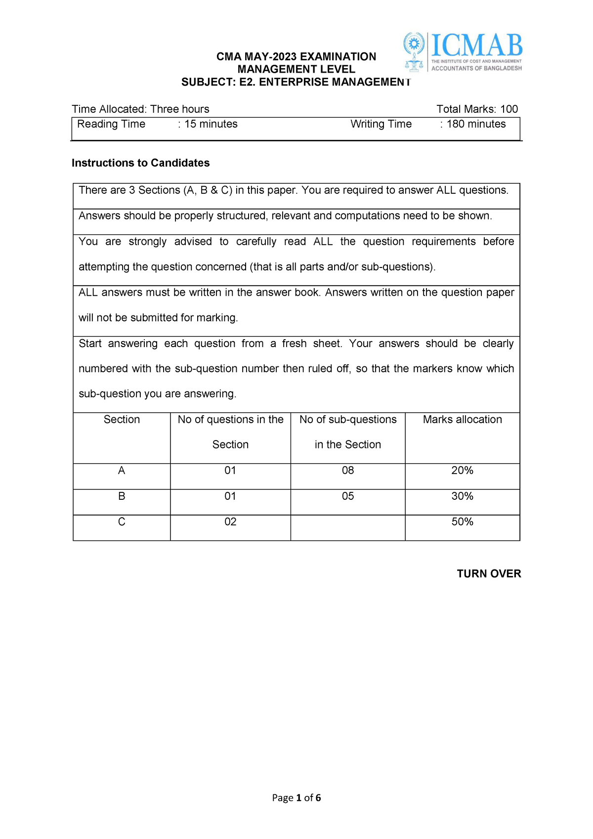 E2.ENM(M.L) Question CMA May-2023 Exam - CMA MAY-2023 EXAMINATION ...