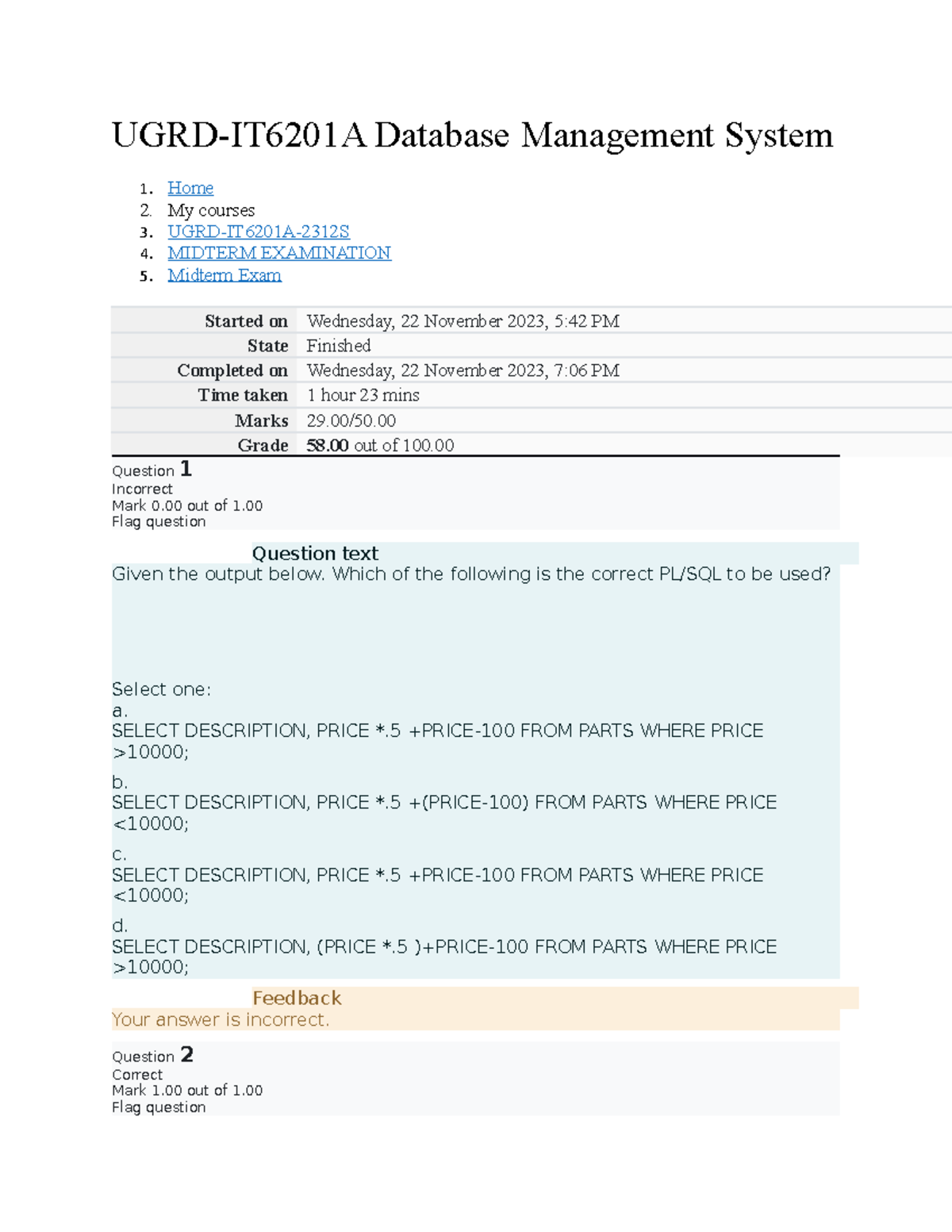 UGRD-IT6201A-2312S - MIDTERM ACTUAL EXAM - UGRD-IT6201A Database ...