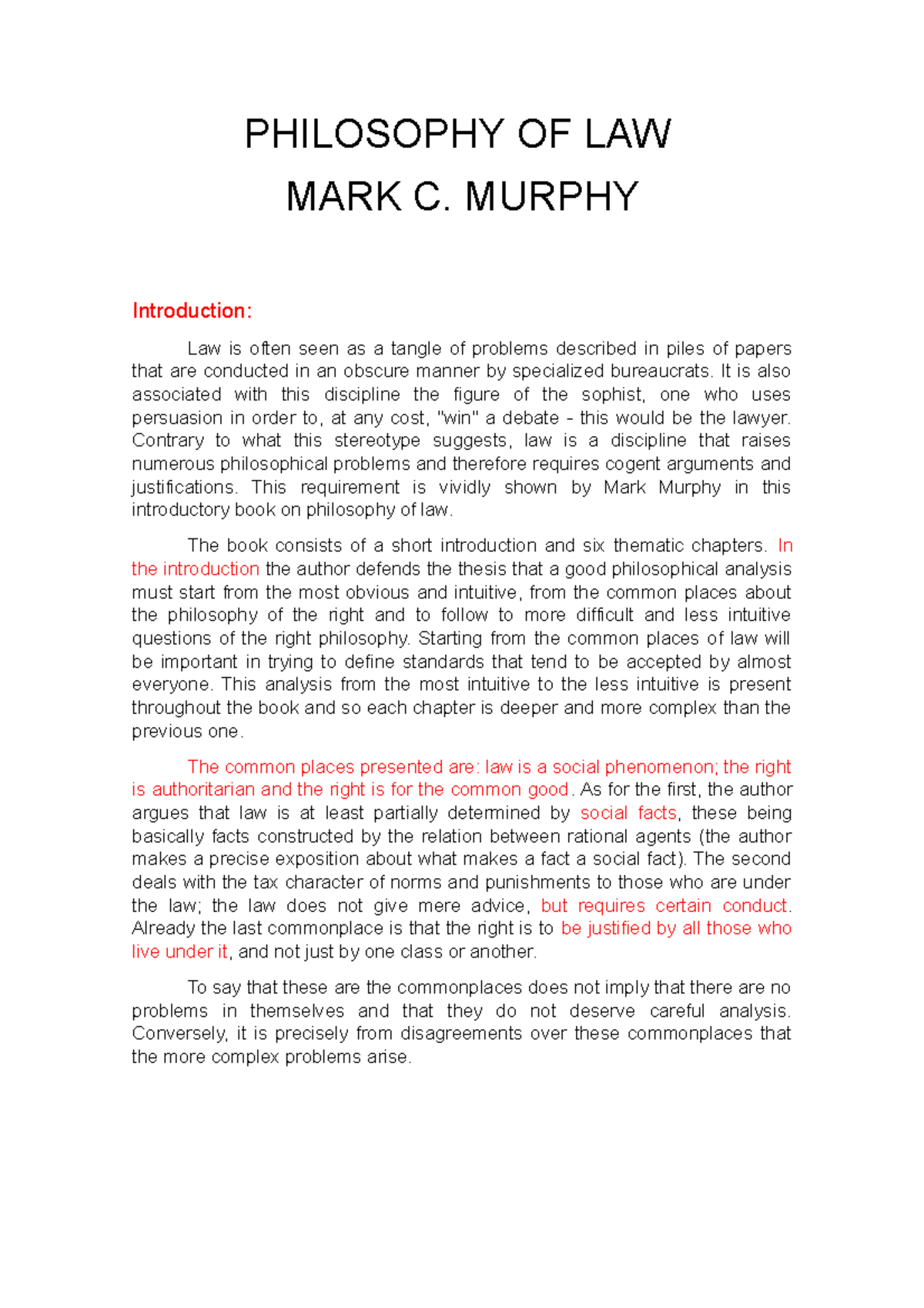 Riassunto Libro Philosophy Of Law Murphy Philosophy Of Law Mark C Murphy Introduction Law Is 6748