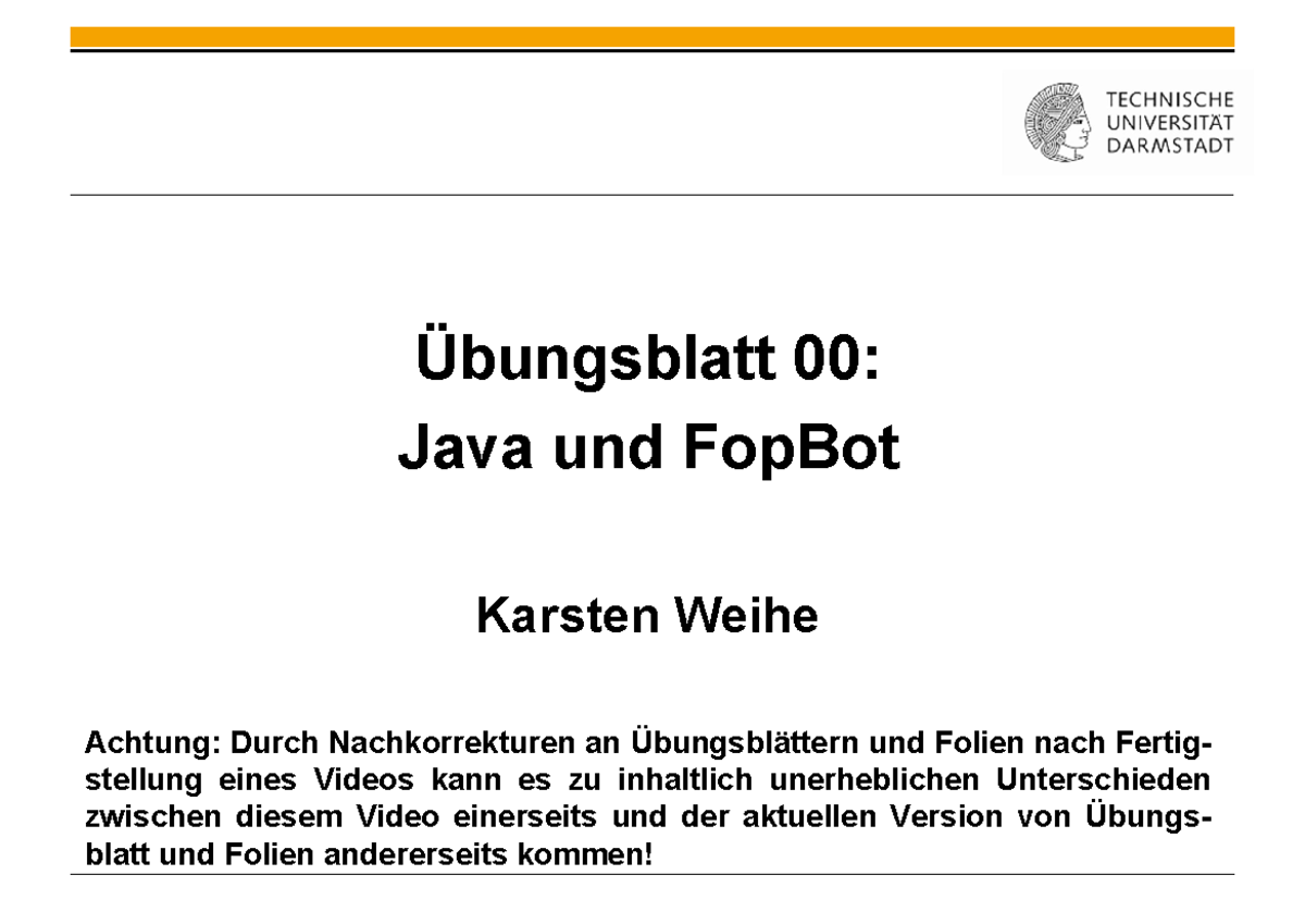 Übungsblatt 00 Java und Fop Bot - .. Verwendet Unsere Vorlage für die ...