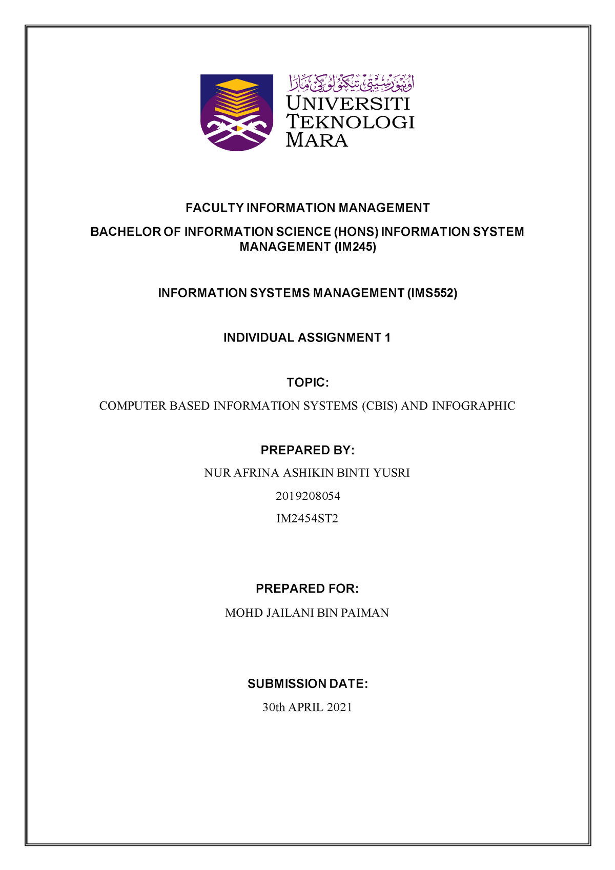 management information systems class assignments