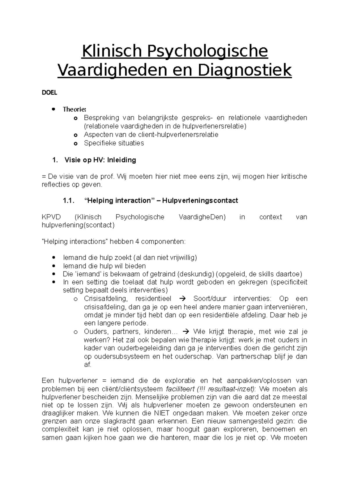 Klinisch Psychologische Vaardigheden En Diagnostiek - Klinisch ...