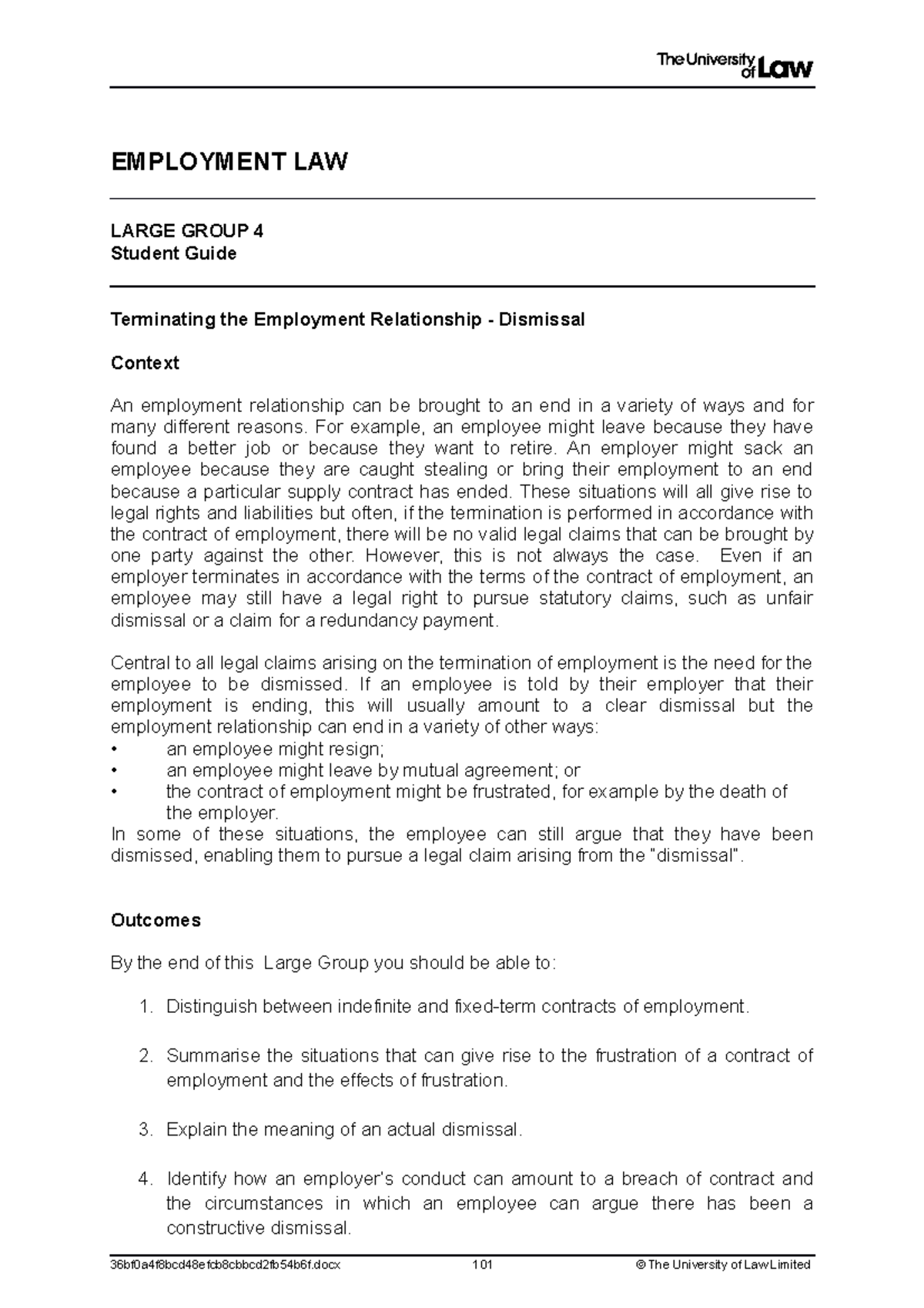 Employment lg4 law - EMPLOYMENT LAW LARGE GROUP 4 Student Guide ...