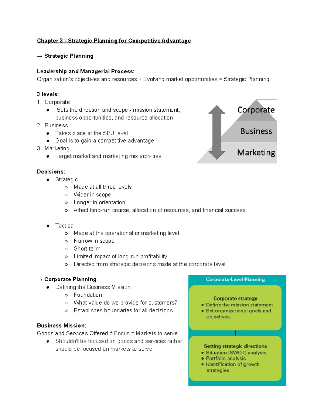 Chapter 3 - Strategic Planning For Competitive Advantage - Studocu