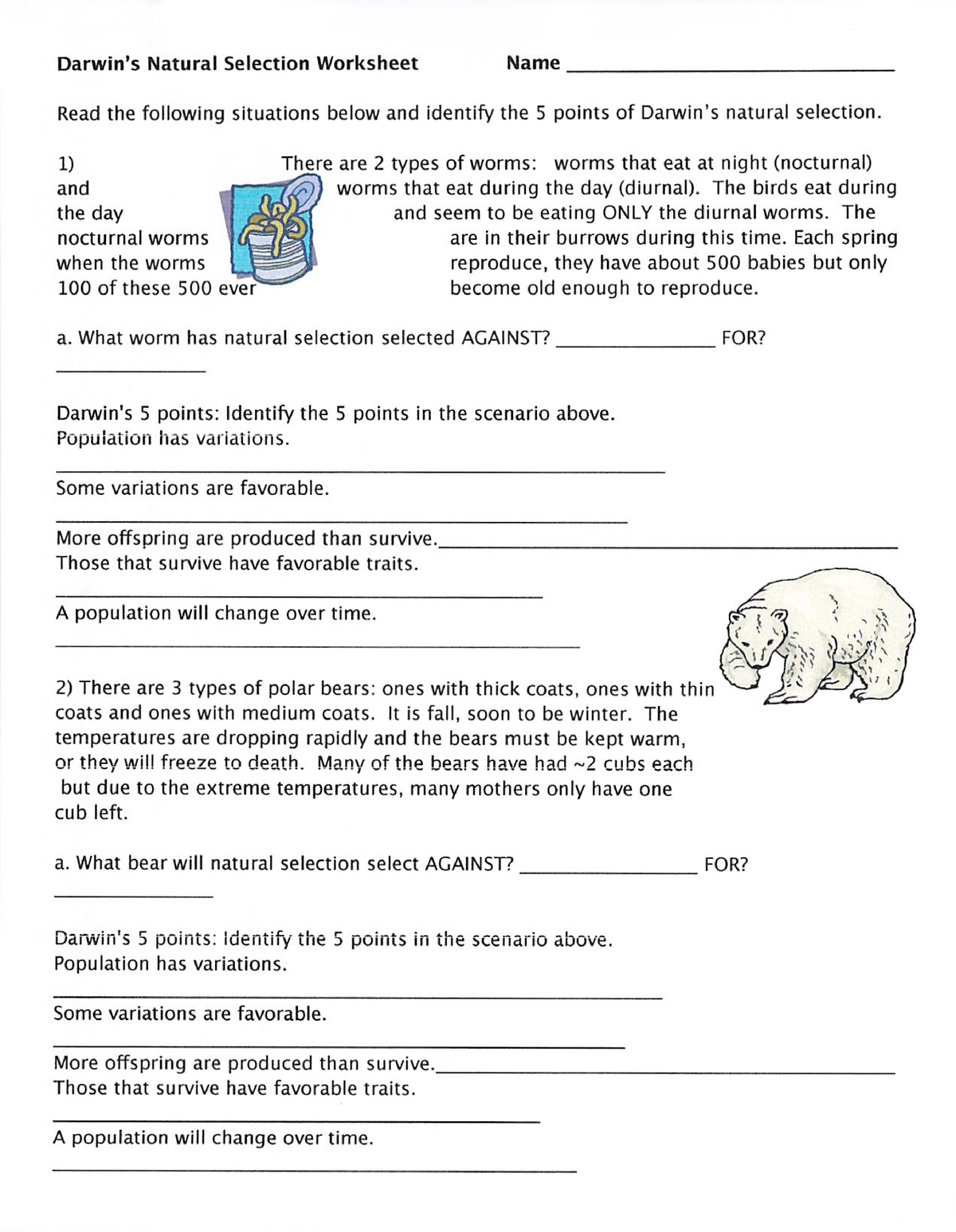 Darwin's Natural Selection worksheet-1 - Studocu