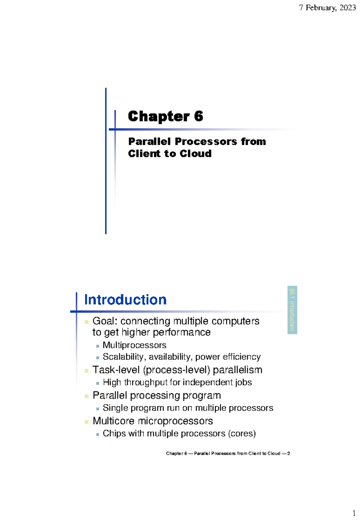 Chapter 06 Parallel Processors from Client to Cloud - Chapter 6 ...