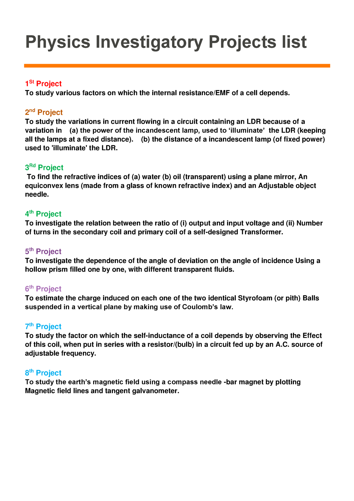 Physics Investigatory Projects XII - Studocu