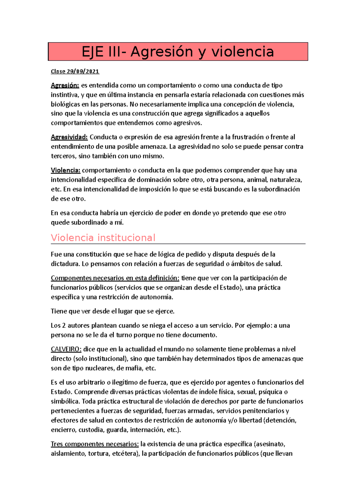 Violencia Agresión Lkjhgfdfrtyui Eje Iii Agresión Y Violencia