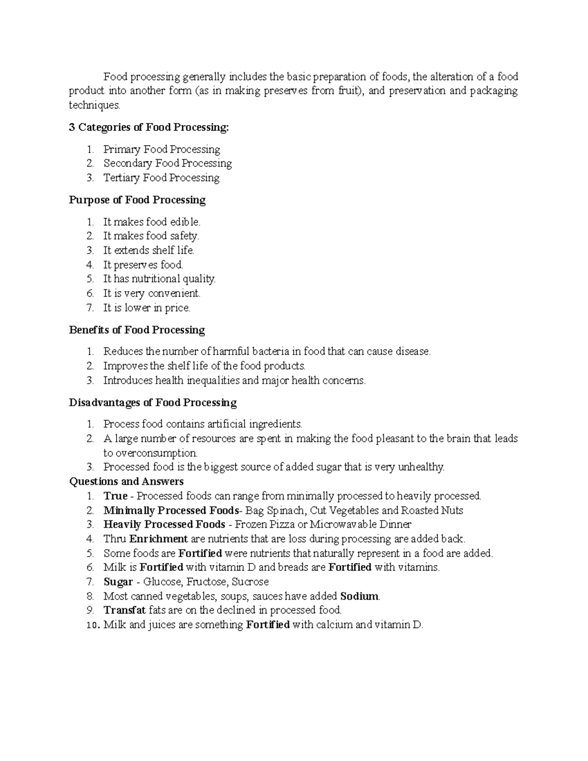 Food Processing in the World of Food Industry Food processing