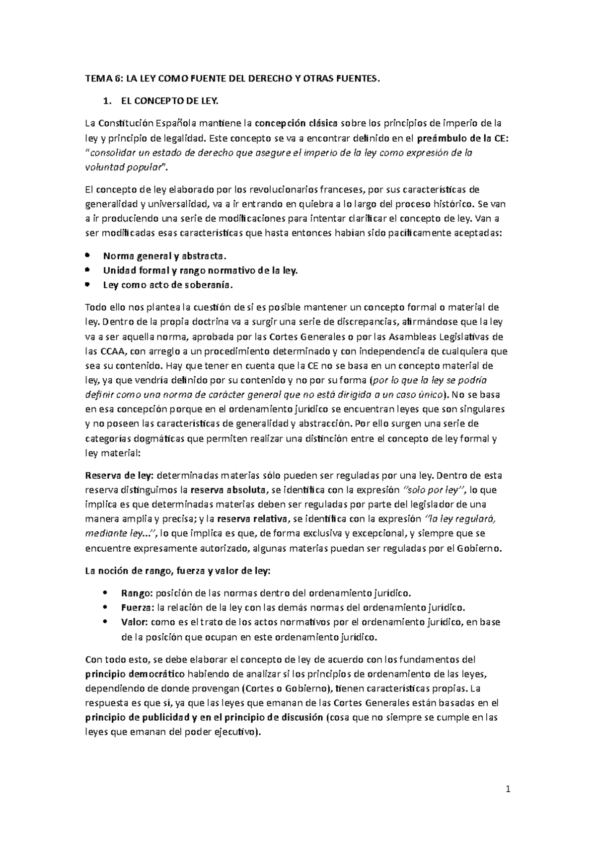 TEMA 6 Constitucional I - TEMA 6: LA LEY COMO FUENTE DEL DERECHO Y ...