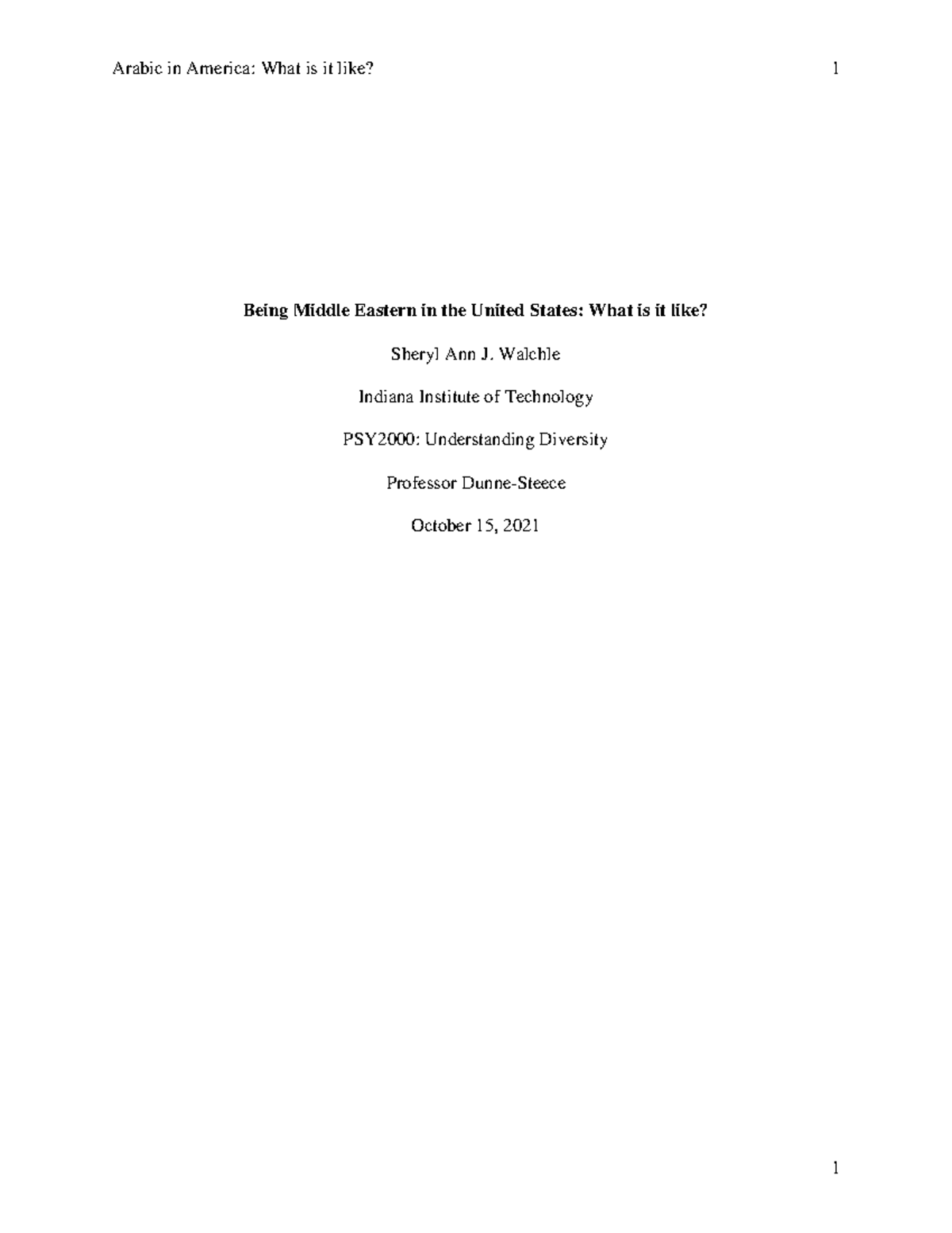 Discrimination Against Arabs and Cultural Overview Being Middle