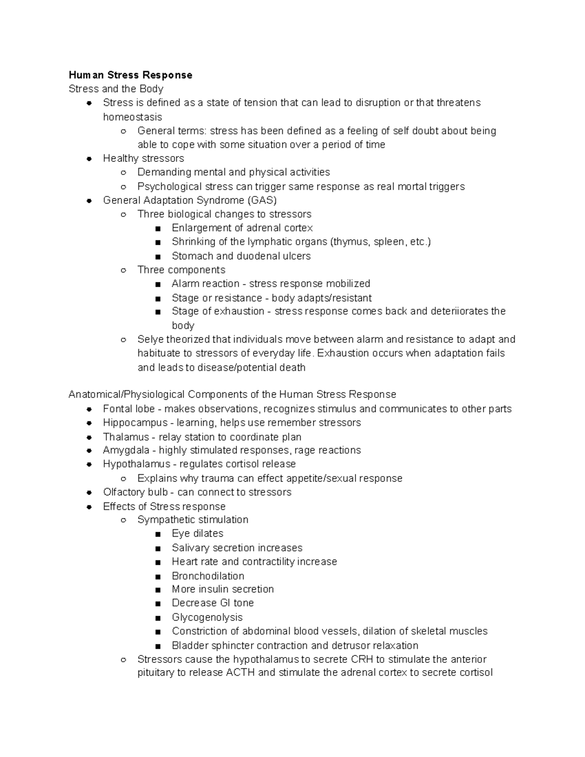 Patho Exam 2 Study Guide - Human Stress Response Stress and the Body ...