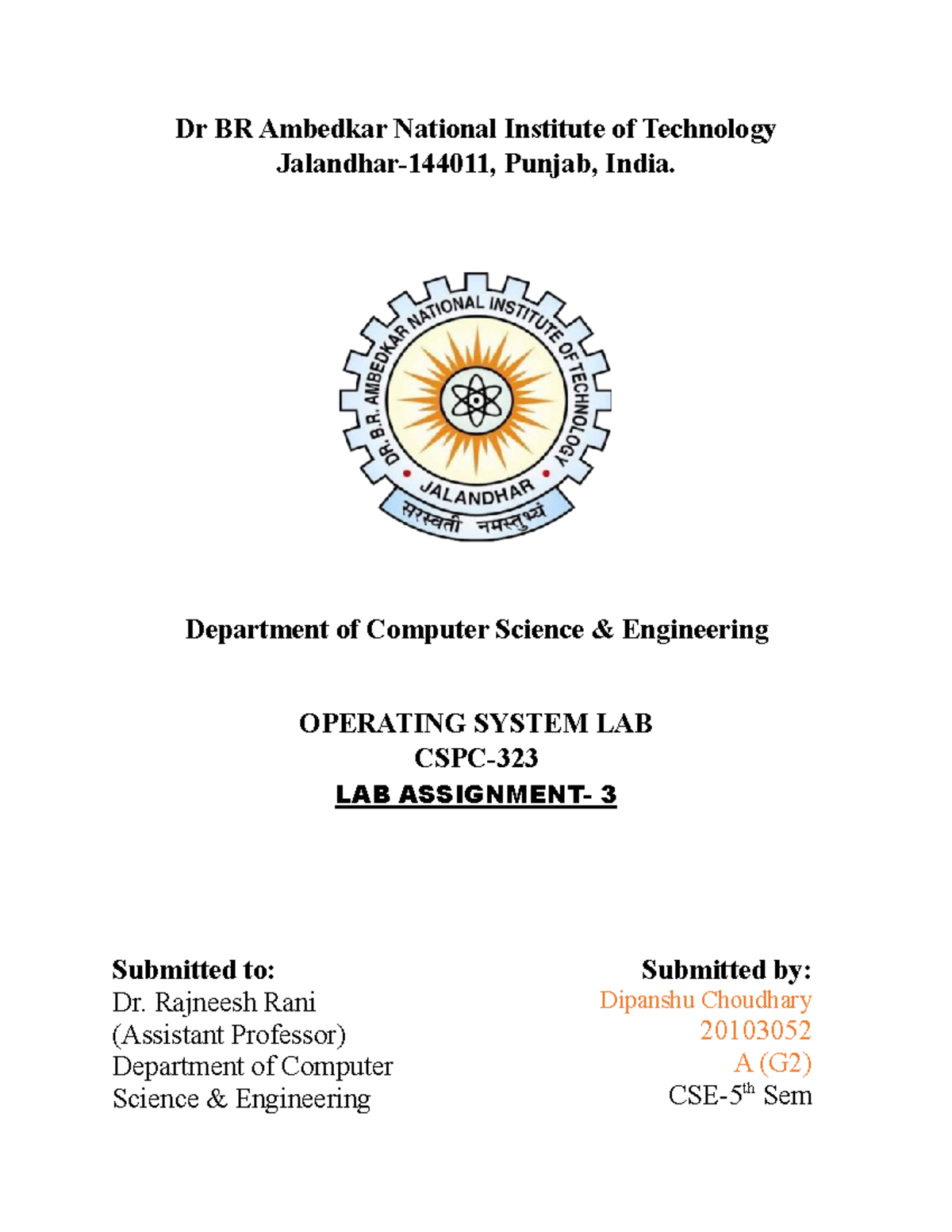 Lab3 - Software Engineering - Dr BR Ambedkar National Institute of ...