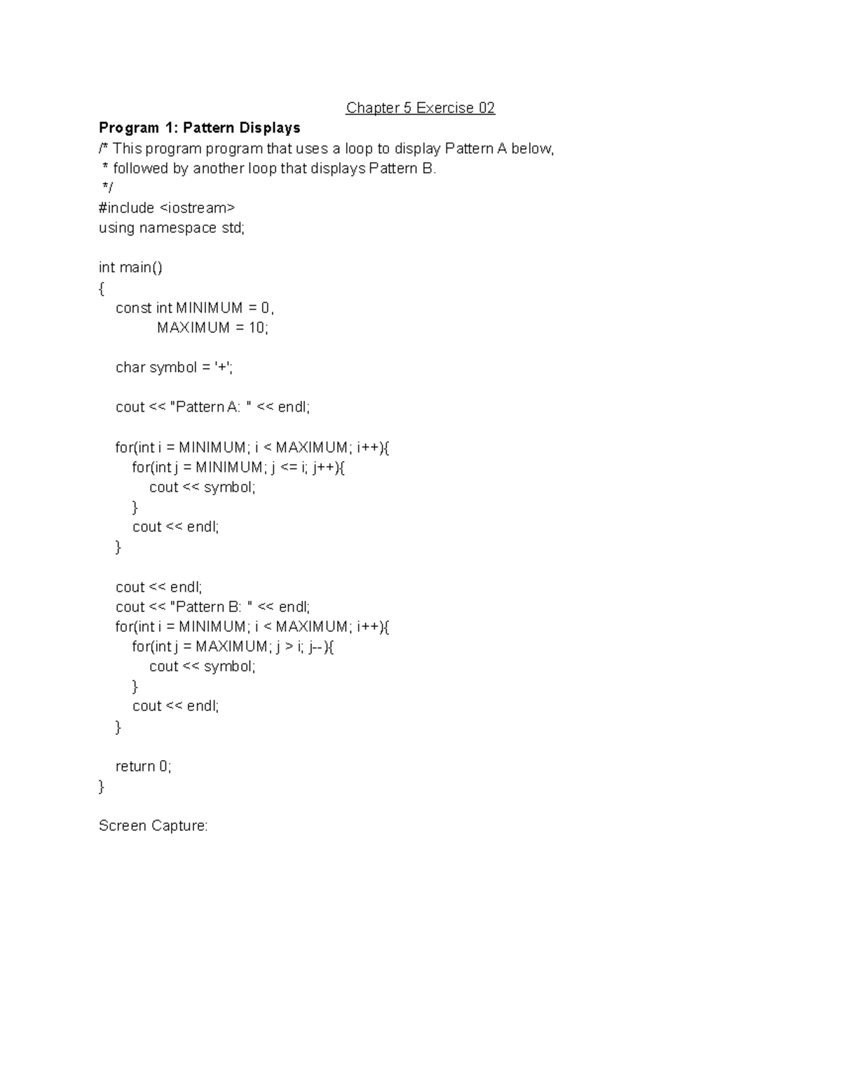 Chapter 5 Exercise 02 - Chapter 5 Exercise 02 Program 1: Pattern ...