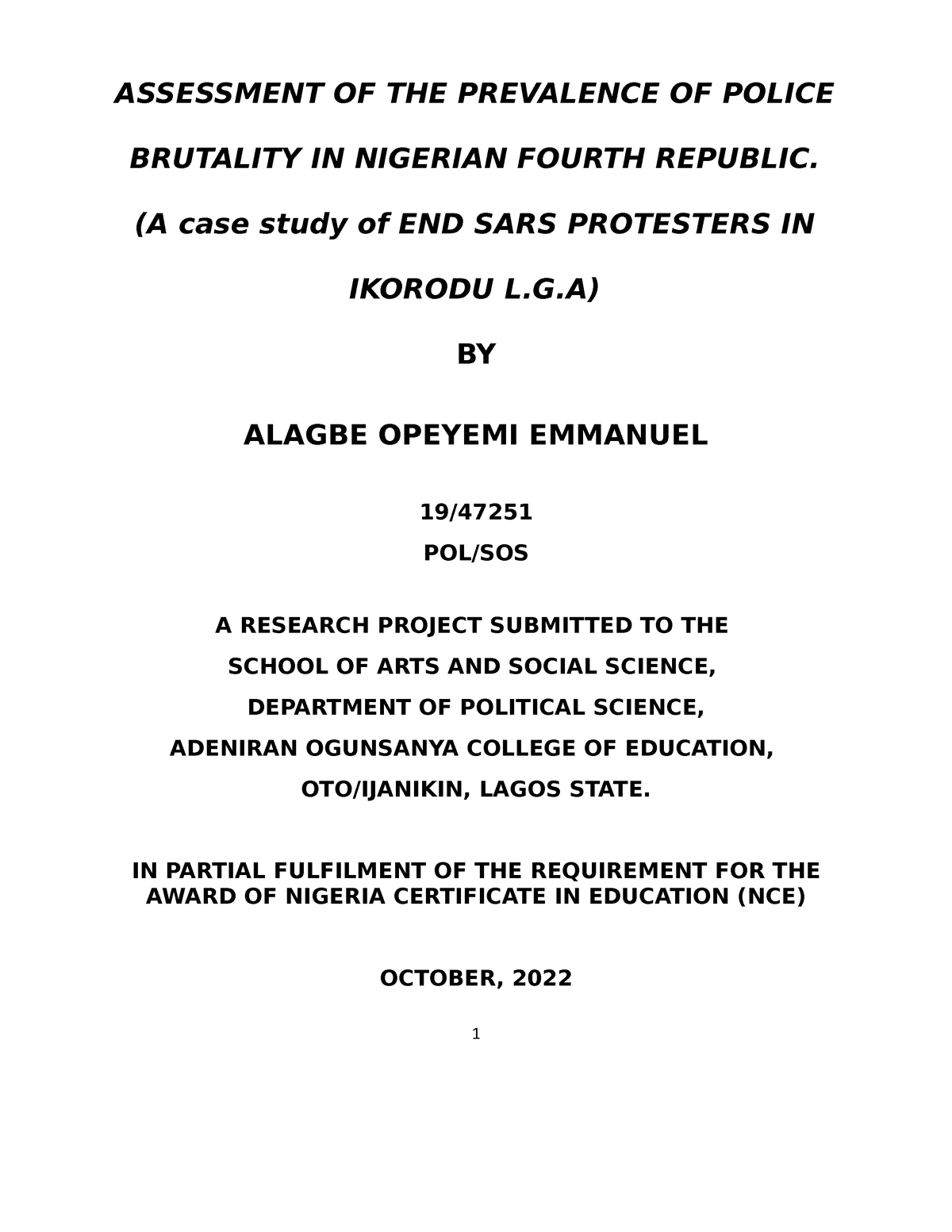literature review on police brutality in nigeria