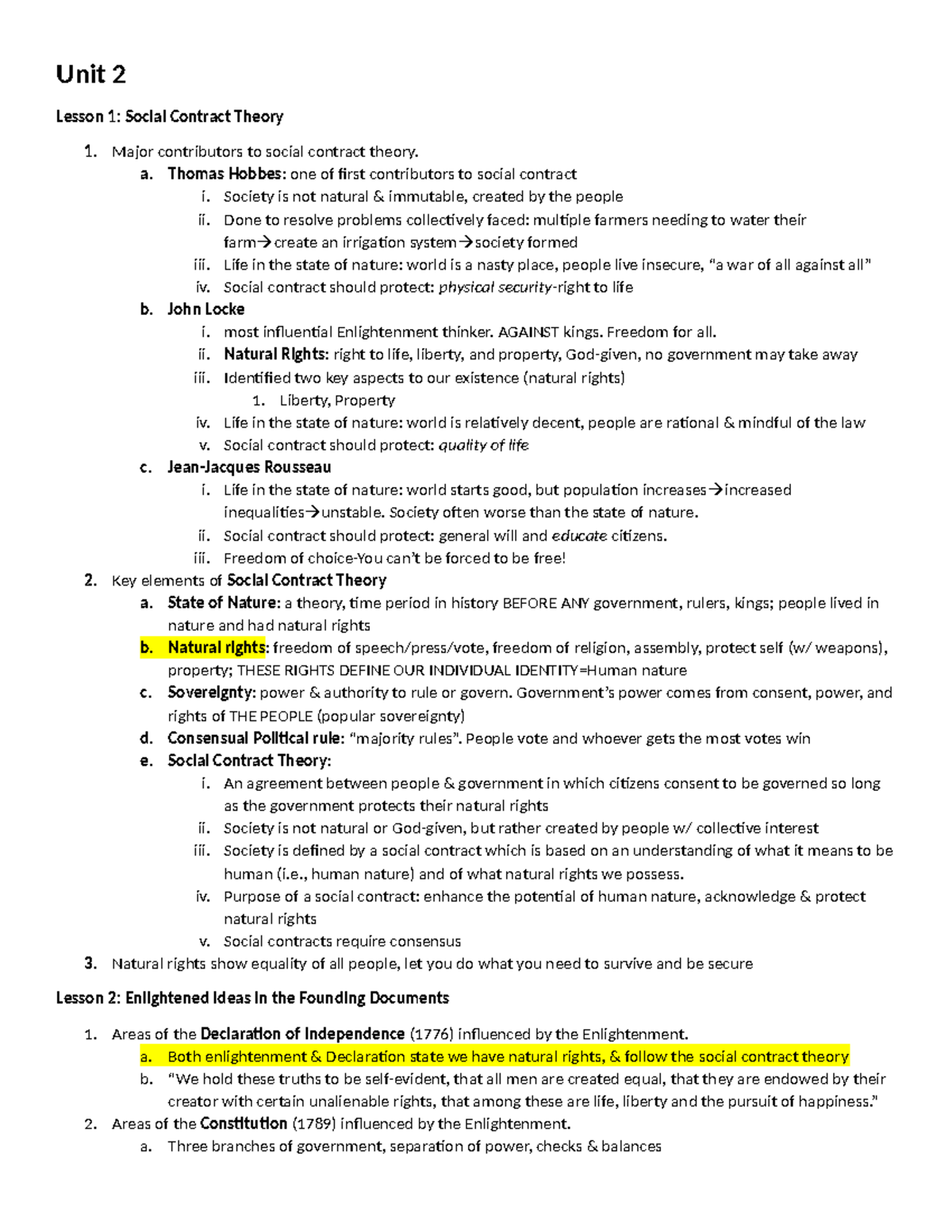 C963 Completed Study Guide.docx - Unit 2 Lesson 1: Social Contract ...