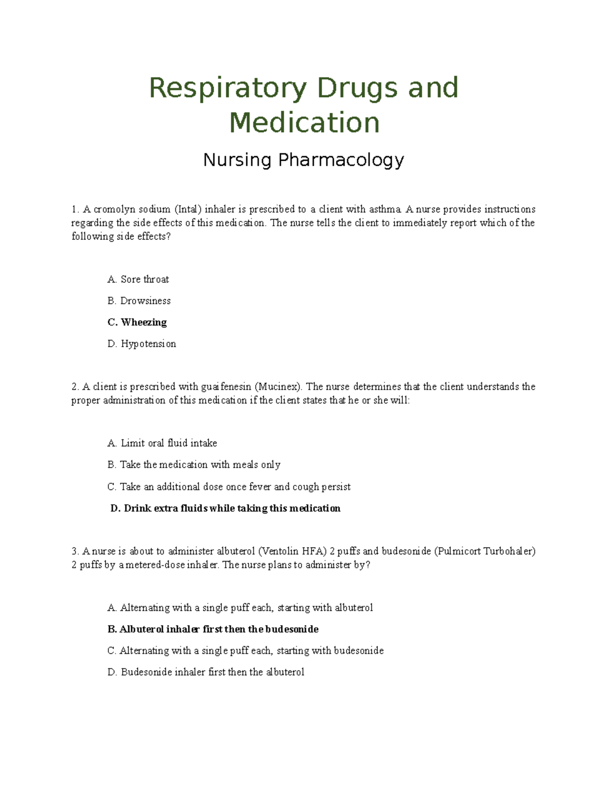 Respiratory Drugs and Medication - Respiratory Drugs and Medication ...