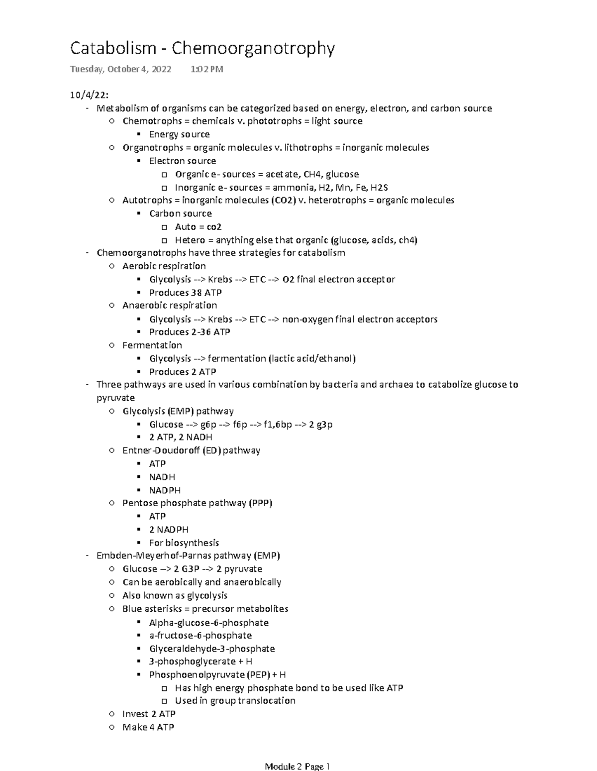 Catabolism - Chemoorganotrophy - 10/4/22: Metabolism of organisms can ...