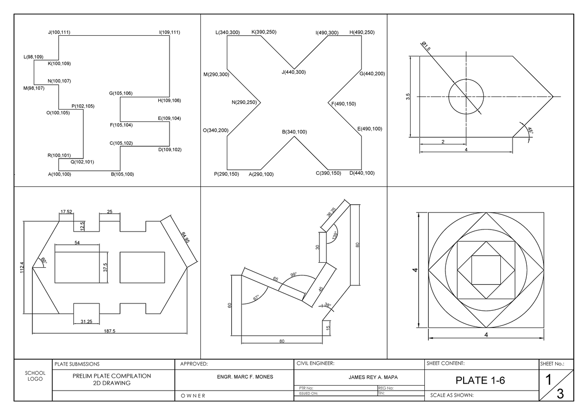 FLOOR PLAN LAYEOUT - A(100,100) B(105,100) C(105,102) D(109,102) E ...