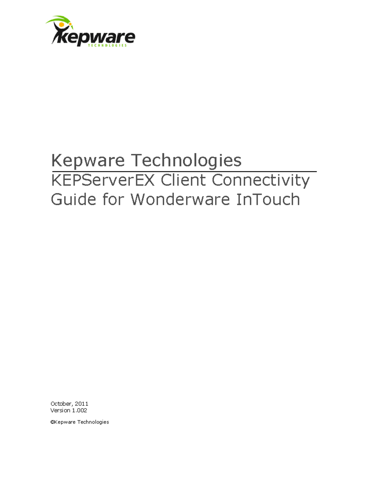 KTSM00006 In Touch Connectivity Guide Kepware Kepware Technologies
