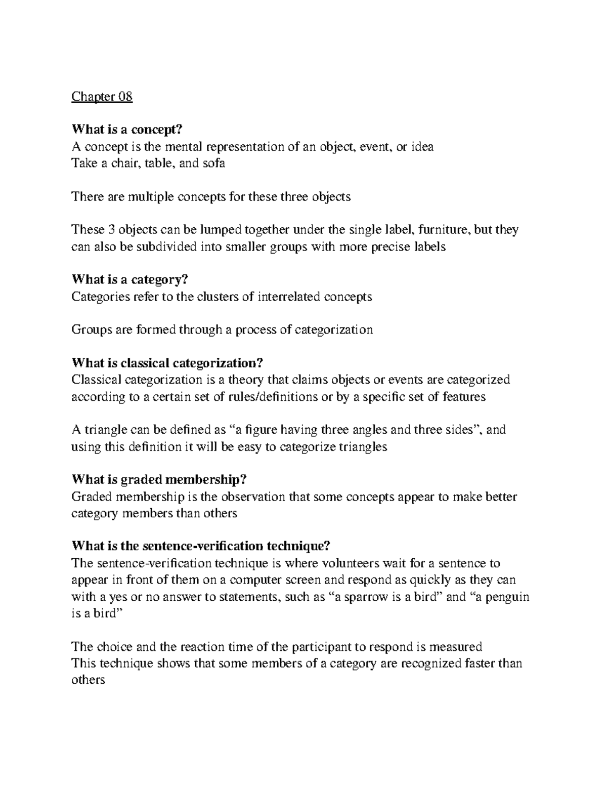 Chapter 08 Notes Chapter 08 What Is A Concept A Concept Is The 