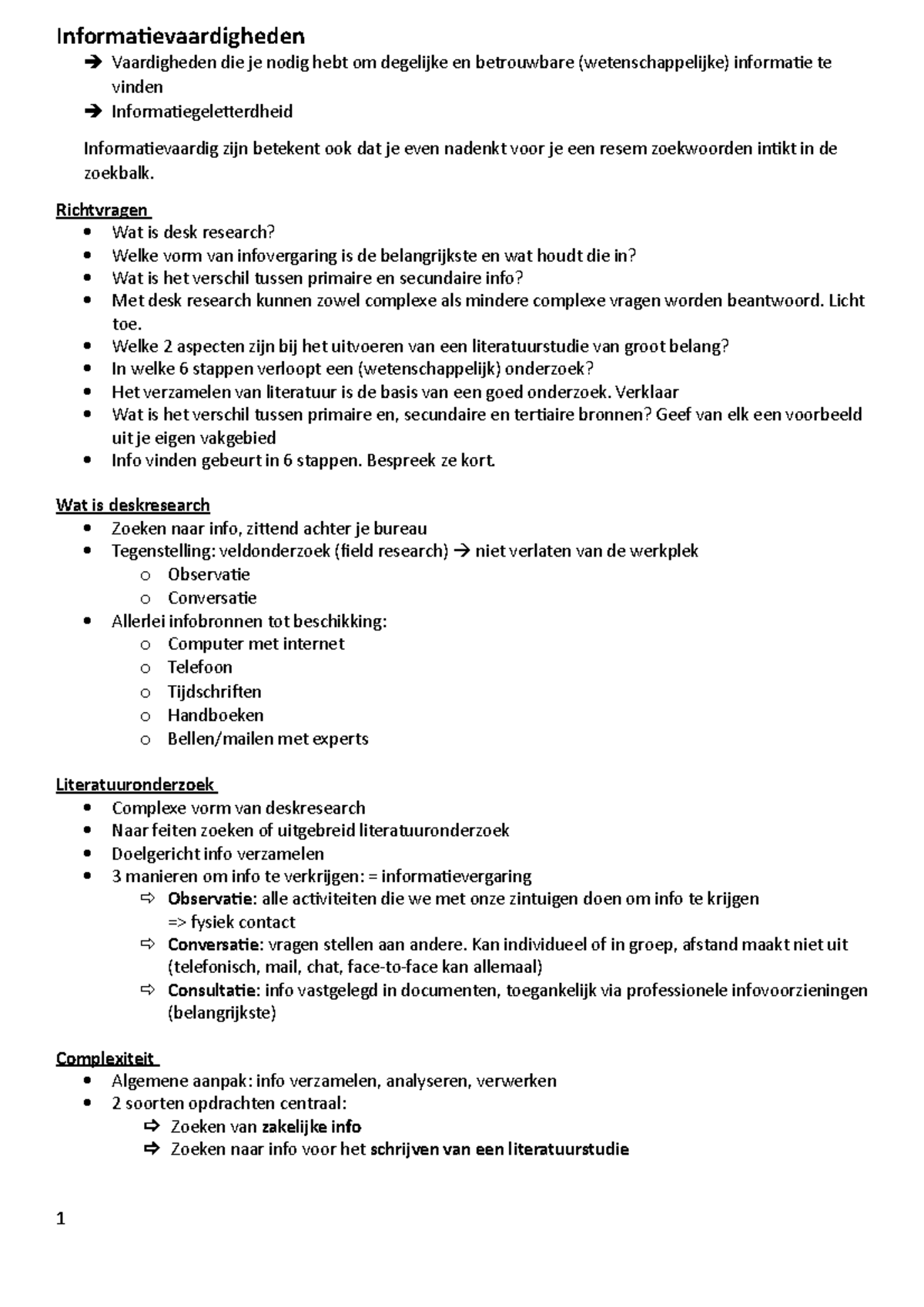 Samenvatting Informatievaardigheden (nederlands ...