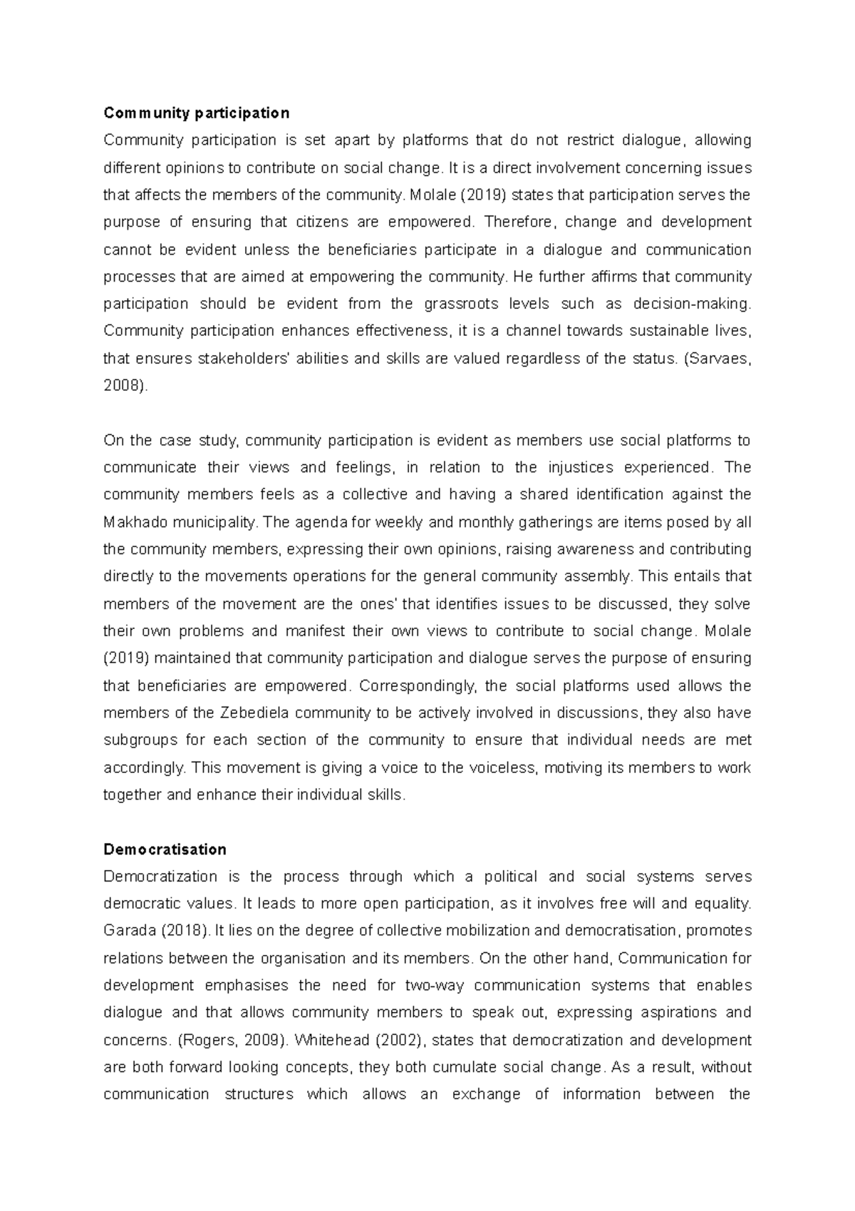 Community participation and democratisation - Community participation ...