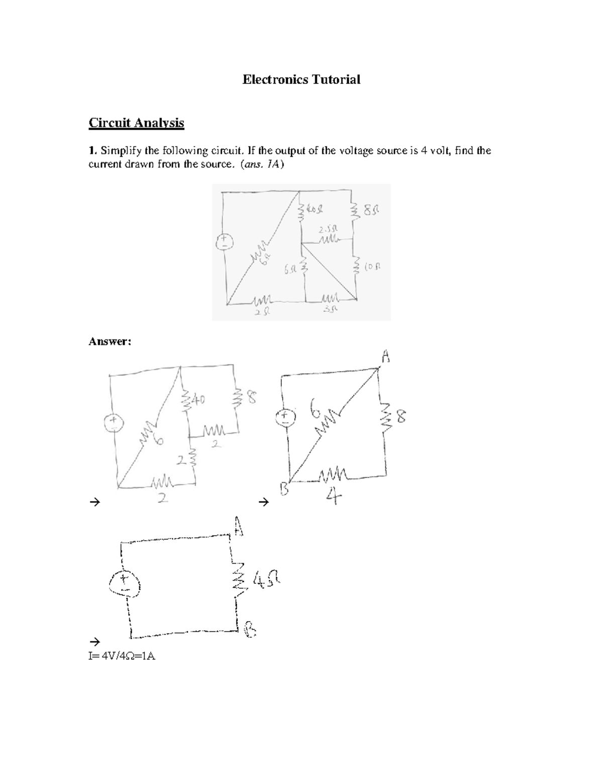 Circuit Analysis Tutorial ans Electronics Tutorial Circuit Analysis