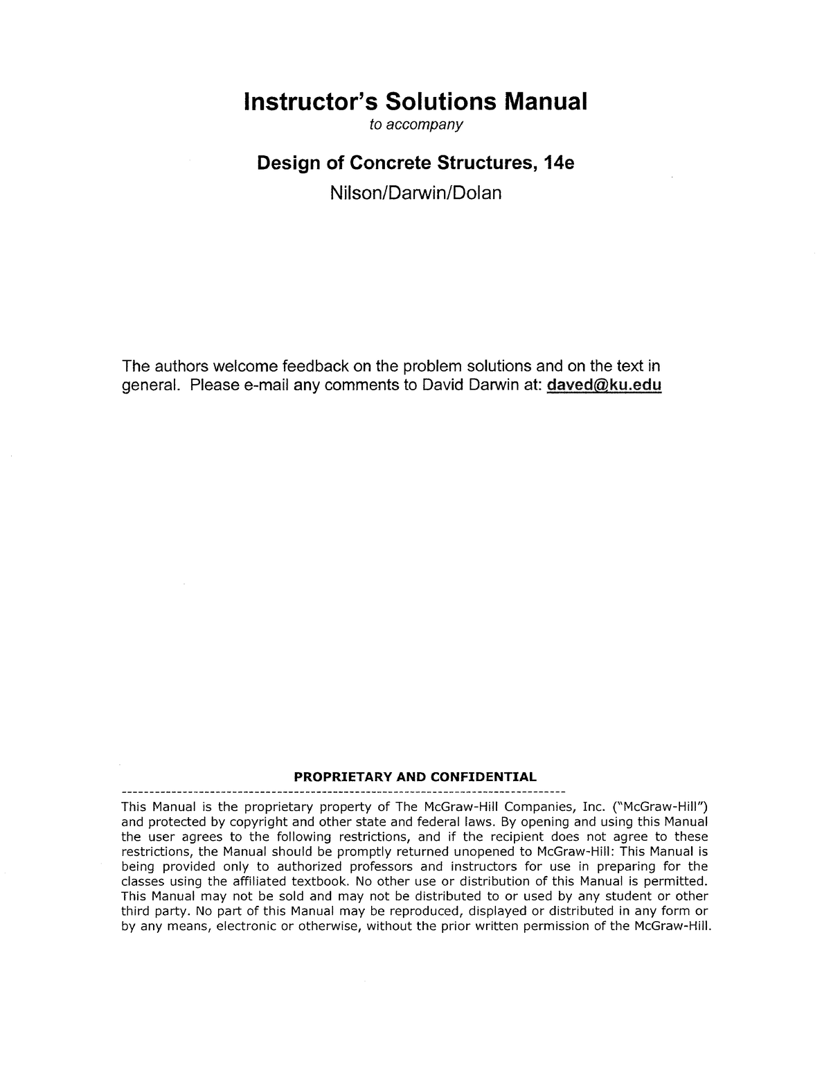 Design of Concrete Structures (14th edition) By Nilson Solution Manual ...