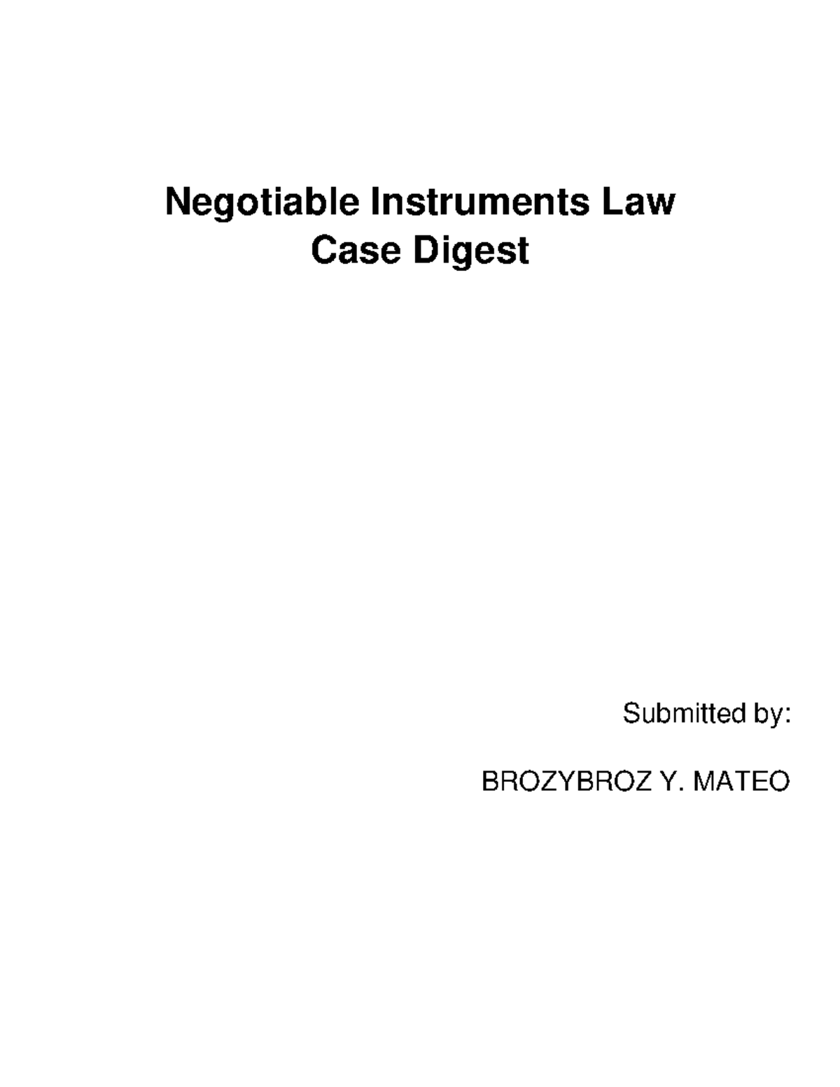 Negotiable Instruments Law Case Digest Compilation - Negotiable ...