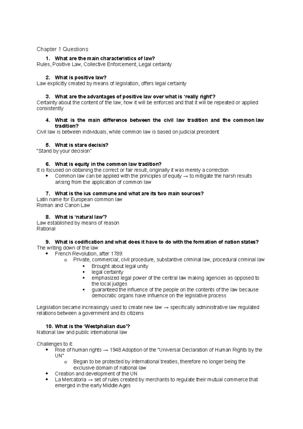 Intro To Law Chapter 1 - Questions In Syllabus - Chapter 1 Questions 1 ...