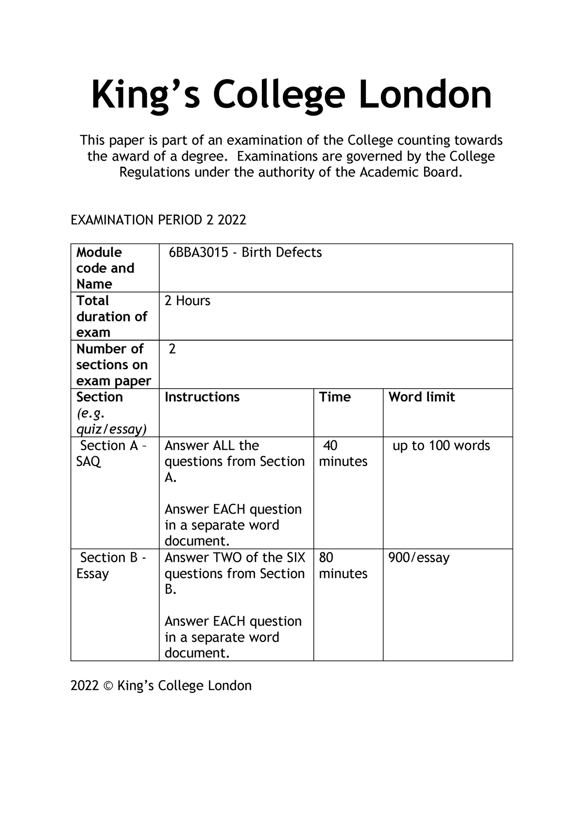 king's college london phd examinations