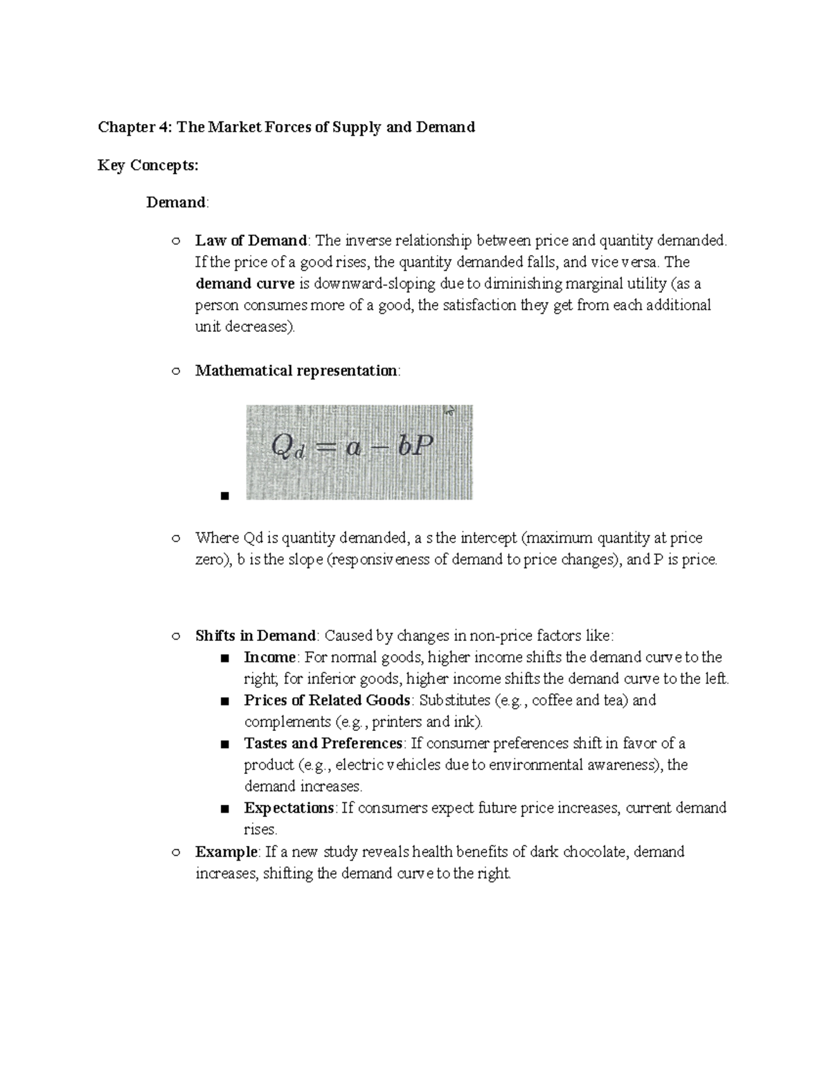 ECO 1001 - Notes - Chapter 4: The Market Forces of Supply and Demand ...
