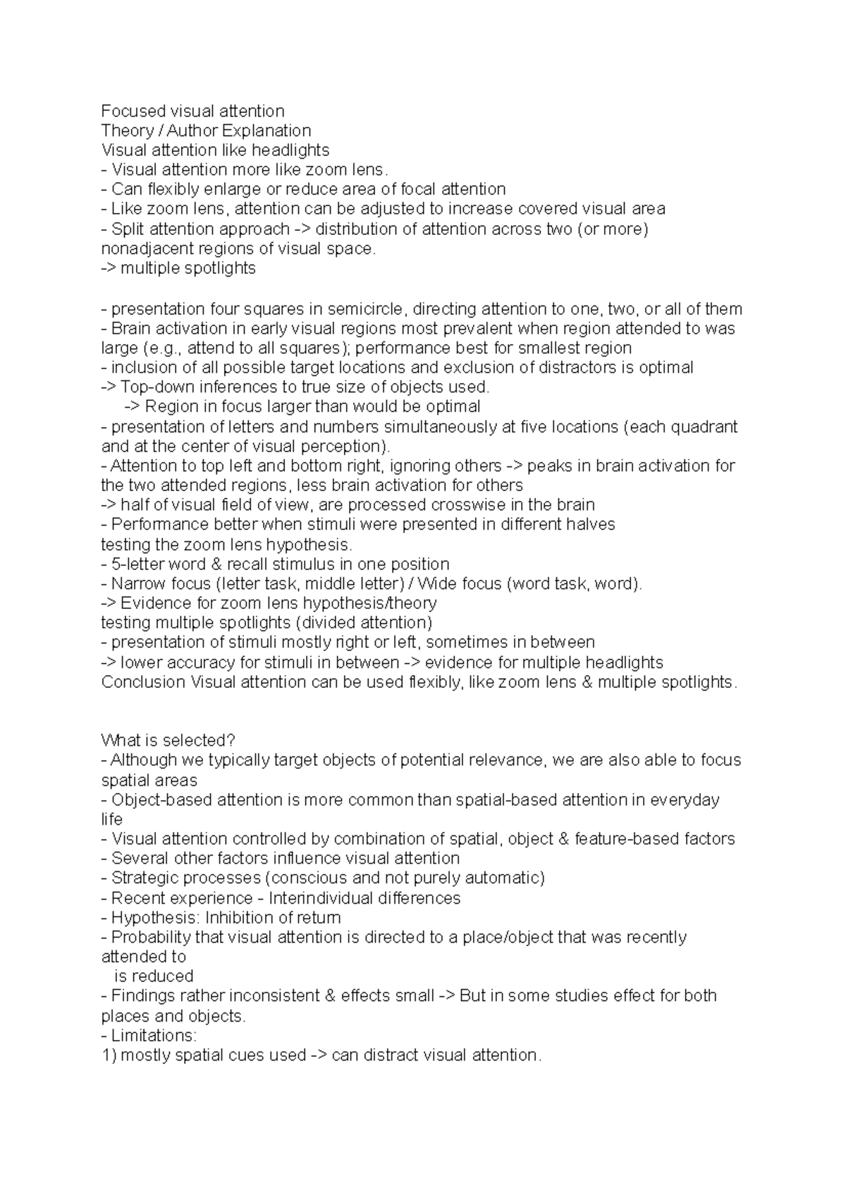 Focused visual attention Focused visual attention Theory / Author