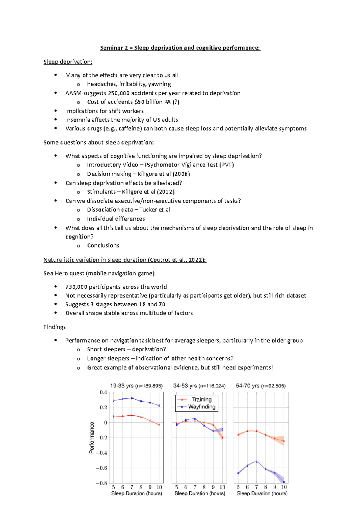 Lecture 2 = Sleep deprivation and cognitive performance - Seminar 2 ...