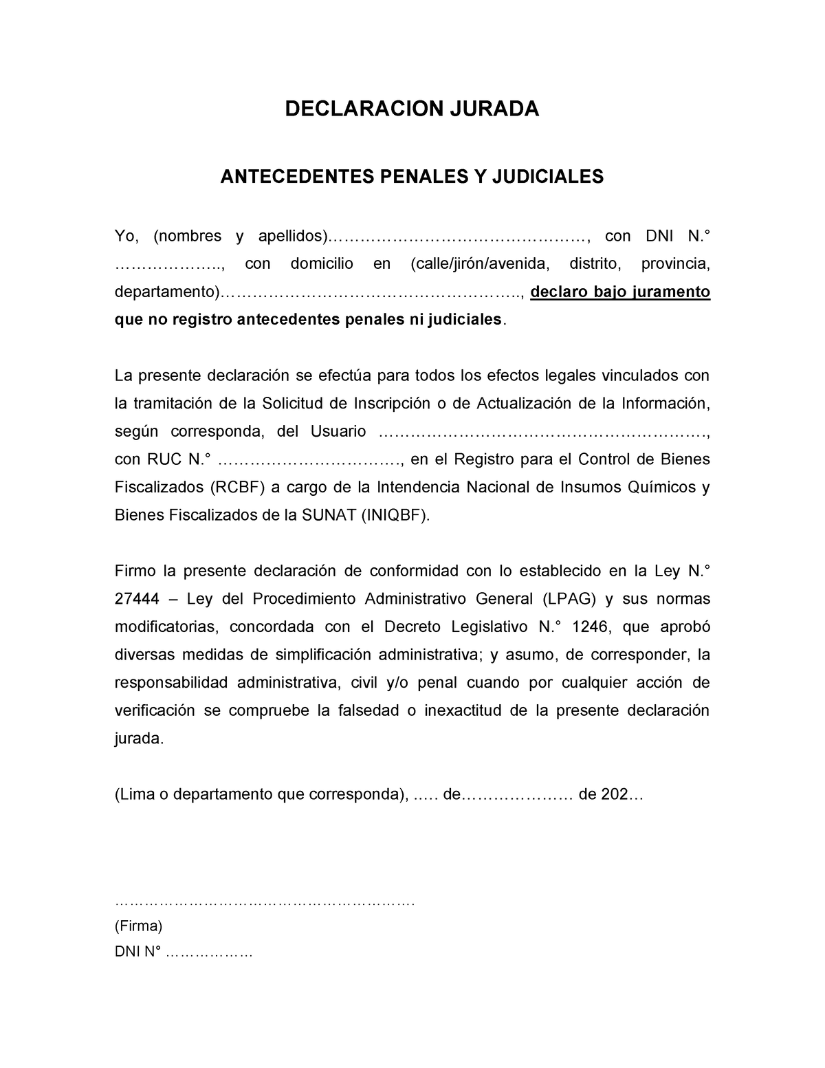 Modelo De Declaracion Jurada Antecedentes Penales Exemplo De Carta My Xxx Hot Girl