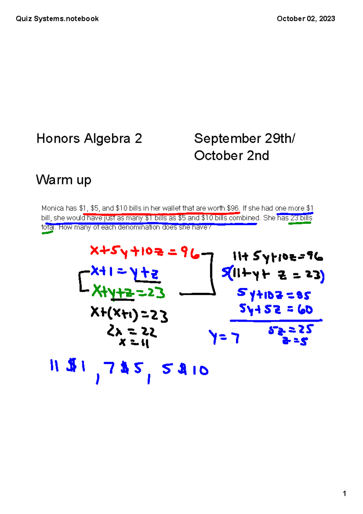 Section+5 - Unit 2 of Algebra 2 Honors at Langley High School FCPS ...