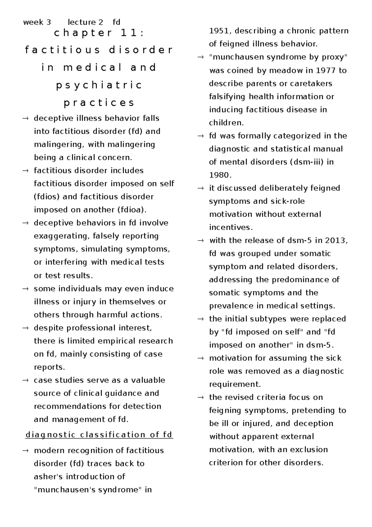 Week 3 facticious disorder & munchausen by proxy c h a p t e r 1 1